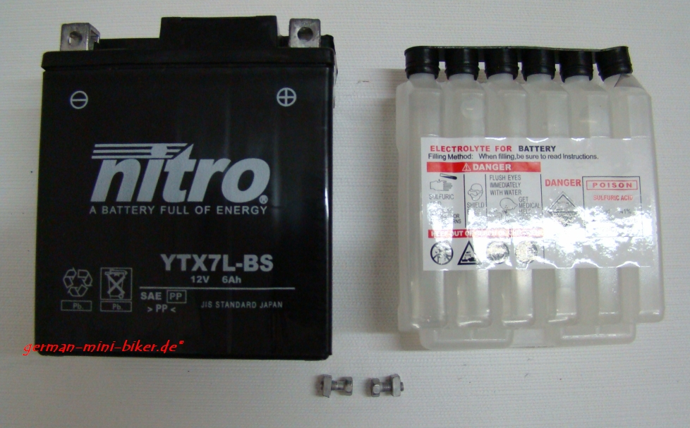 Batterie YTX7L-BS 12V 6 AH mit Säurepack 