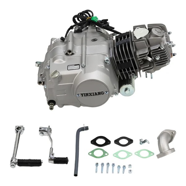 YX Motor 125cc/Euro 3/4/5/5+,  4 Gang/Handkupplung mit Anlasser & Kickstarter in Silber 