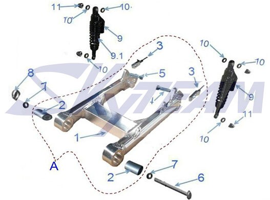 - LeMans Hinterradschwinge +10 cm Alu 