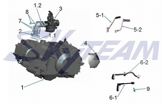 Motor 50cc passend E3/Vergaser Silber 