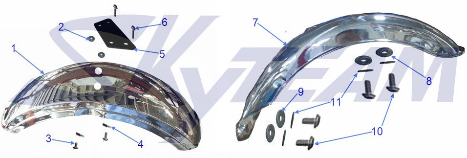 -8 Schutzblech hinten Schwarz-Metall 