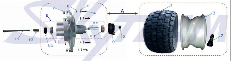 -Trex Radachse M12 hinten 