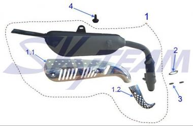 -8 Auspuff EU4 50cc Chromblende mit Lambdasonden Anschluss 