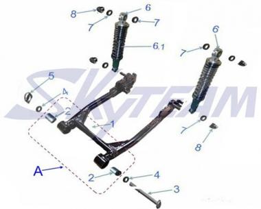 -8 Schwinge +3 cm für Räder 10" hinten silber 