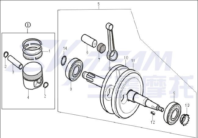 Artikelbild 1 des Artikels “KOLBEN 125CC KOMPLETT FÜR LONCIN 1P52FMI ABB.1 “