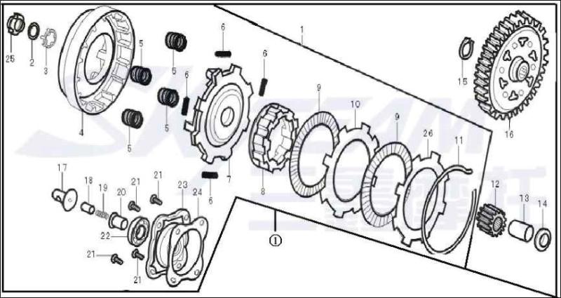 Artikelbild 1 des Artikels “KUPPLUNG 50cc KOMPLETT passend 139-FMA Motor ABB. 1 “