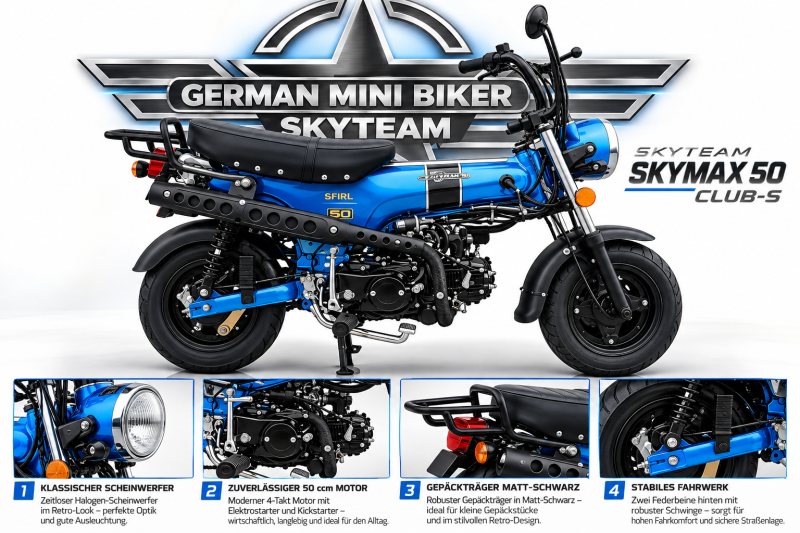 Artikelbild des Artikels “SKYTEAM - SKYMAX 50 Metallic-Blue E5 CLUB-S Injektion Sitz in Schwarz“