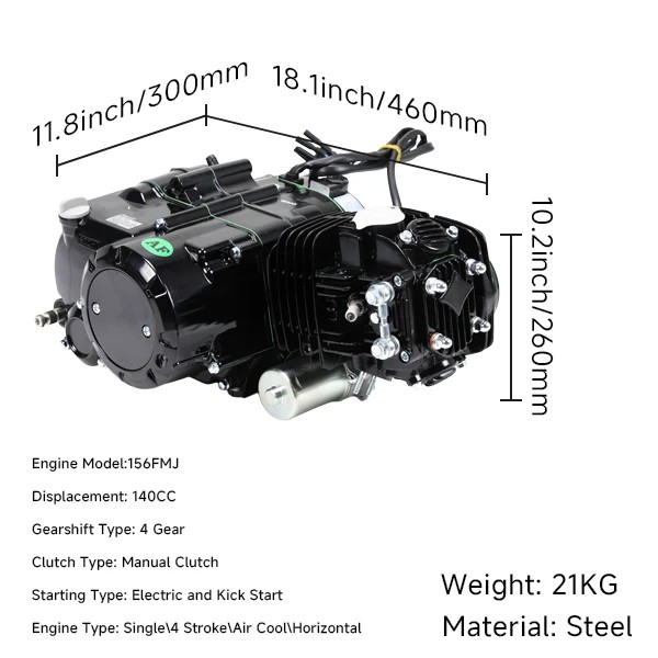 Artikelbild des Artikels “Original YX Tuning-Motor 140cc Semi-Auto mit Anlasser & Kickstarter in Schwarz! “