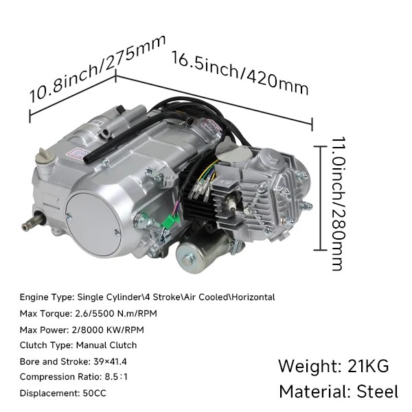 Artikelbild des Artikels “Motor 50cc in Silber mit Anlasser BS3353 “