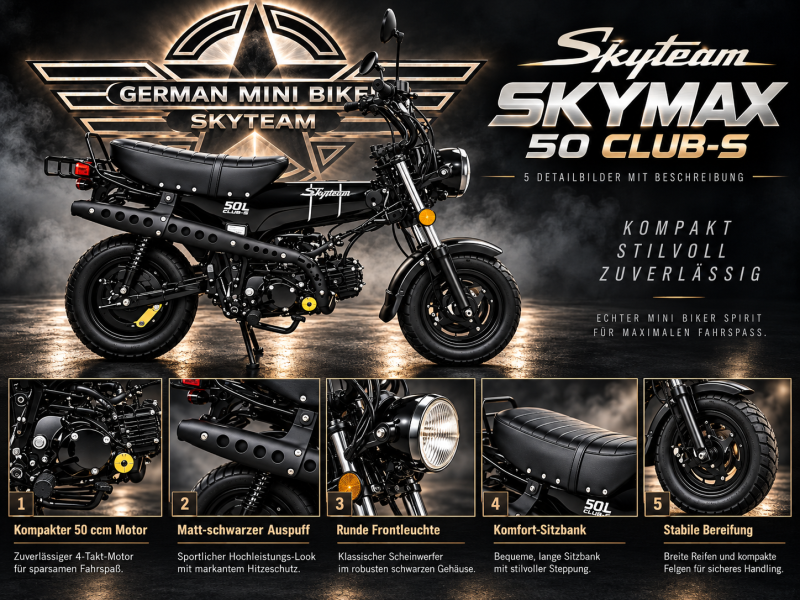 Artikelbild 3 des Artikels “SKYTEAM - SKYMAX 50 Black E5 CLUB-S Injektion Mofa 25 km/h Zulassung“