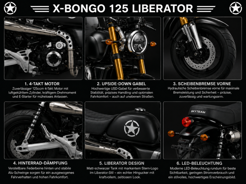 Artikelbild 3 des Artikels “Skyteam - X-BONGO 125 ABS MATT-BLACK-LIBERATOR E5+ NEU 2026 “