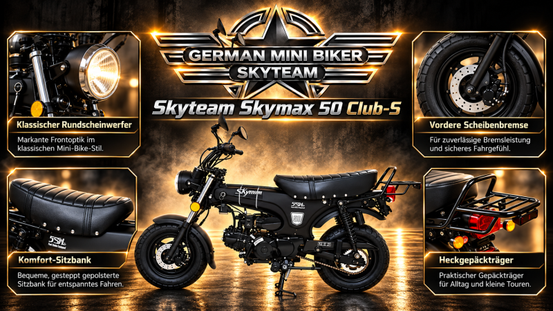 Artikelbild 4 des Artikels “SKYTEAM - SKYMAX 50 Matt-Black E5 CLUB-S Injektion Mofa 25 km/h Zulassung“