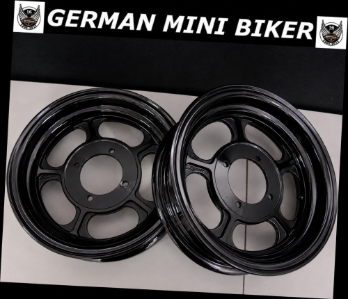 Artikelbild des Artikels “CNC Black Aluminium Felgen Set Original Skyteam 10`x 2,5` schlauchlos 1 Paar mit Zulassung! “